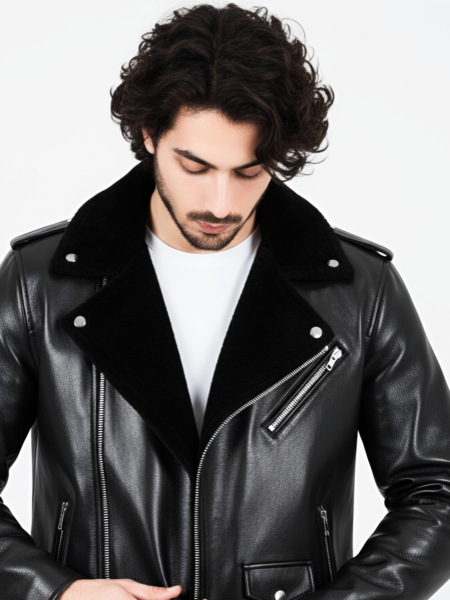 men winter pu leather fleece warm jacket durable leather coat