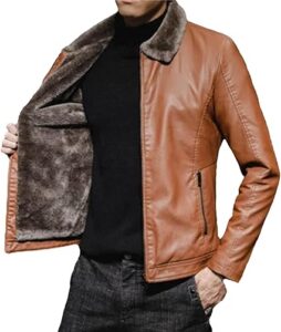 Men Winter PU Leather Fleece Warm Jacket Durable Leather Coat men winter pu leather fleece warm jacket durable leather coat