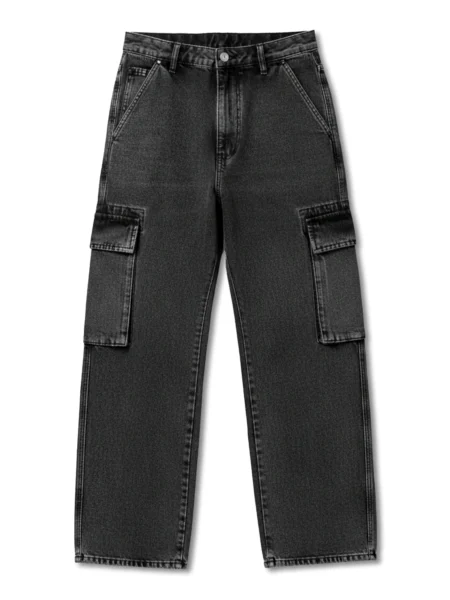 baggy graphite cargo denim