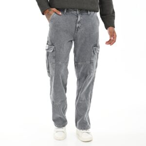 baggy fit denim cargo gray