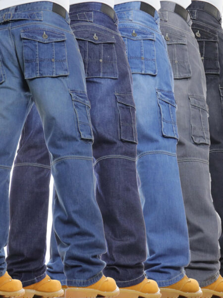 Home mens crosshatch cargo combat jeans new casual work relax denim pants trousers